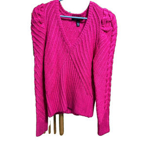 Consgt White House Black Market Sweater SM Bright Pink Knit Pullover